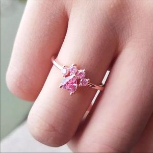 New 18k rose gold over s925 pink CZ paw 🐾 ring